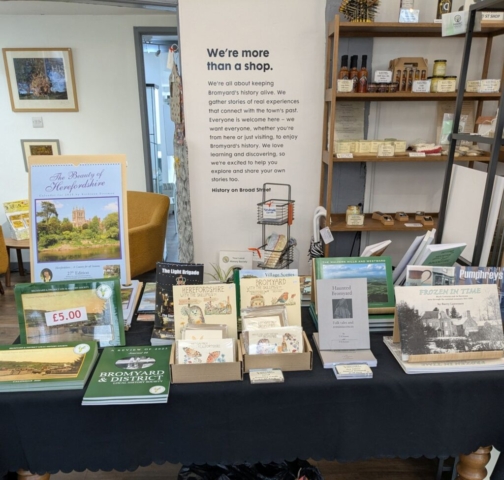 Books, cards and more at Bromyard & District Local History Society premises HOBS