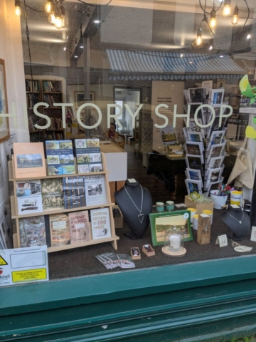 Window display Bromyard & District Local History Society premises HOBS